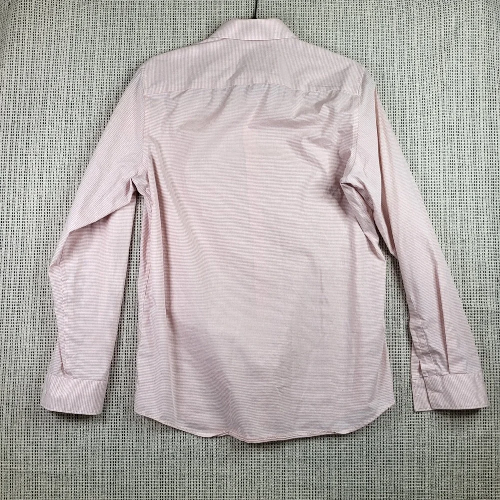 Calvin Klein‎ Shirt Mens Small Micro Check Button Down Non Iron Stretch Casual